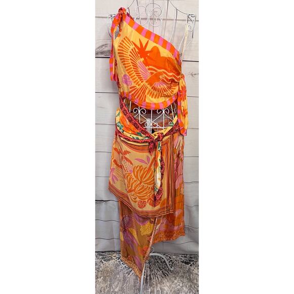 FARM Rio Dresses & Skirts - NWT Farm Rio Size XL Forest Mixed Scarves Midi Dress MSRP $265 Tropical